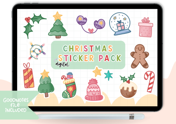 14 Christmas Digital Sticker Pack Illustrations