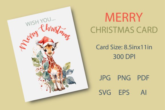 Christmas Card Design Giraffe Illustrations