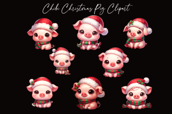 Christmas Chibi Pigs: Festive Illustrations