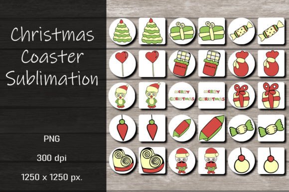 Christmas Coaster Sublimation Designs & Illustrations
