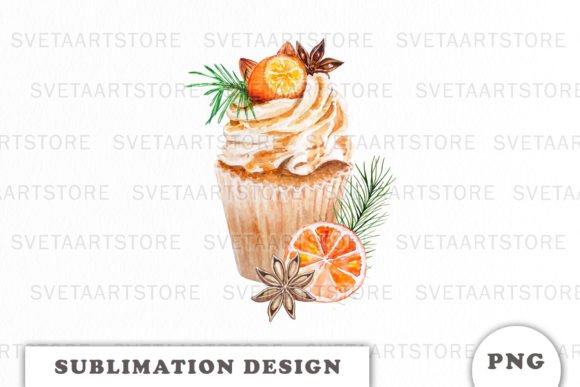 Christmas Cupcake Sublimation PNG for Illustrations