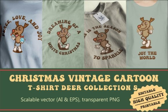 Christmas Deer Vintage Cartoon Illustrations Review