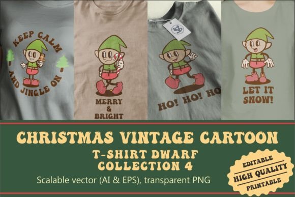 Christmas Dwarf Vintage Cartoon: Illustrations for Design
