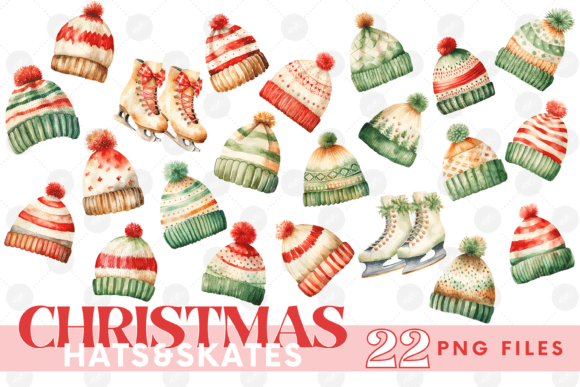 Christmas Hats Skates Clipart Bundle: Festive Illustrations