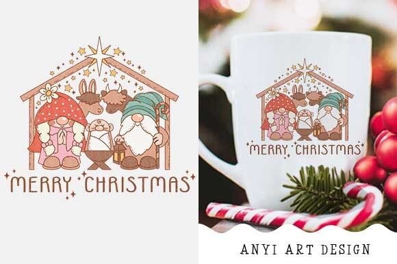 Christmas Nativity Gnomies Sublimation Illustrations