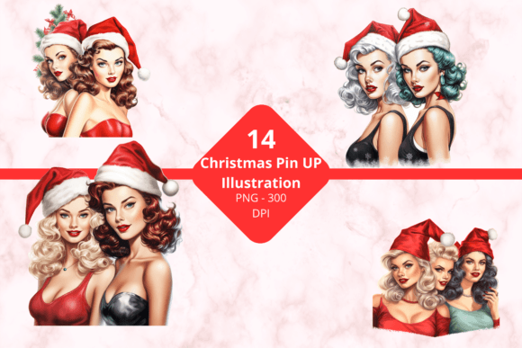 Christmas Pin Up Illustration PNG Review