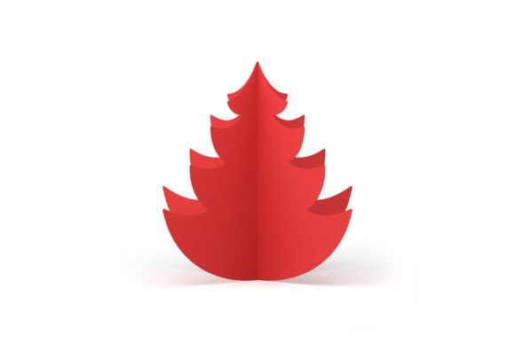 Christmas Red Spruce Tree Cut from Paper Illustrations