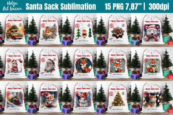 Christmas Santa Sack Bundle: Festive Illustrations