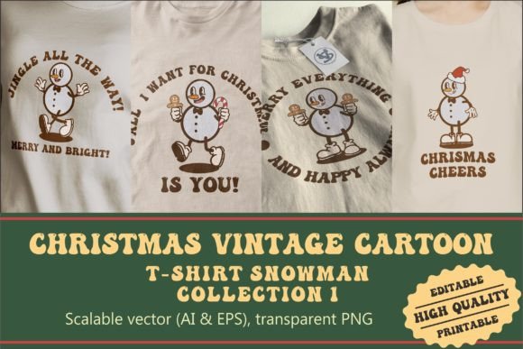 Christmas Snowman Vintage Cartoon Illustrations Review