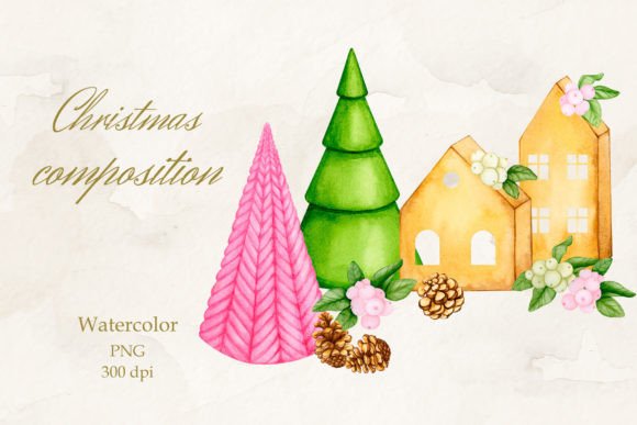 Christmas Watercolor PNG: Illustrations for Branding
