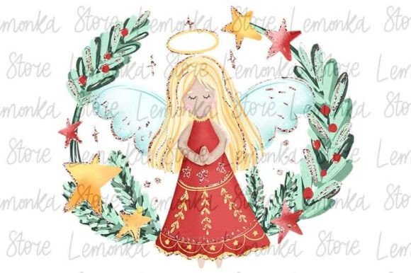 Christmas Wreath with Angel Girl Png: Illustrations Review