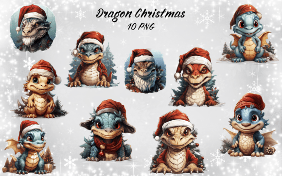 Dragon Christmas Clipart: Bold Illustrations