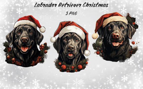 Labrador Retriever Christmas Clipart & Illustrations