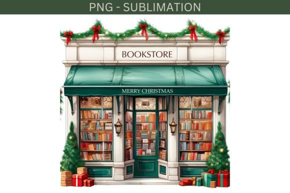 Merry Christmas PNG Green Book Store Illustrations