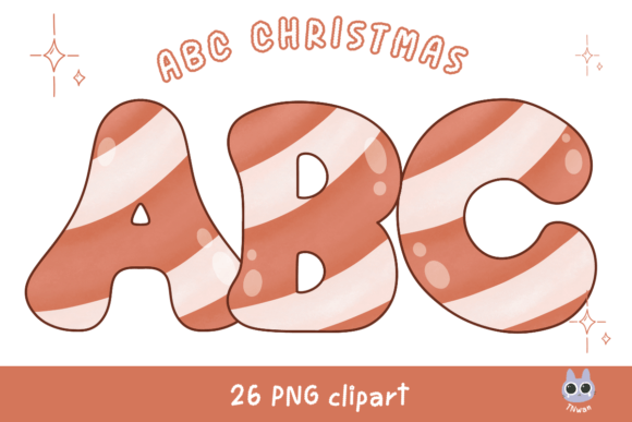 Pink Christmas Candy Cane Font & Illustrations