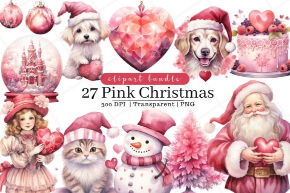 Pink Christmas Watercolor Clipart: A Designer’s Review
