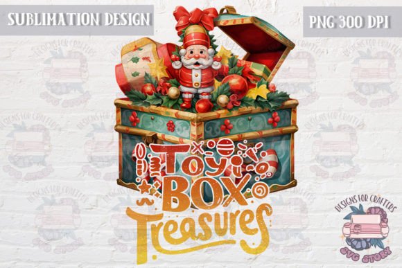 Retro Christmas Toy Box PNG for Illustrations