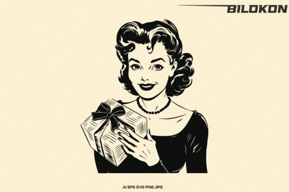 Review: Woman Hold Christmas Gift SVG Illustrations