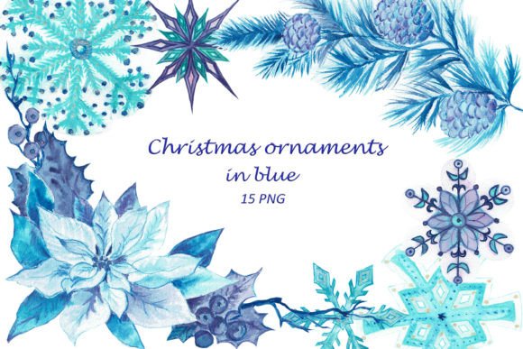 Reviewing Blue Christmas Watercolor Clipart for Embroidery