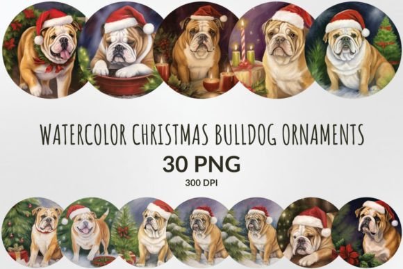 Watercolor Christmas Bulldog Ornaments: Illustrations Review