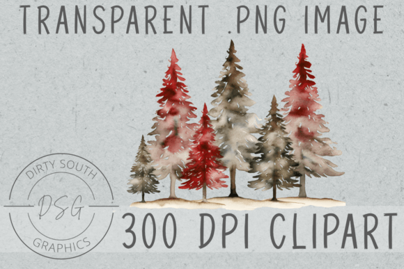 Watercolor Rustic Christmas Trees Illustrations