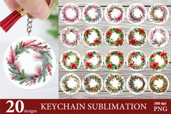 Watercolor Wreath Bundle: Christmas Round Illustrations